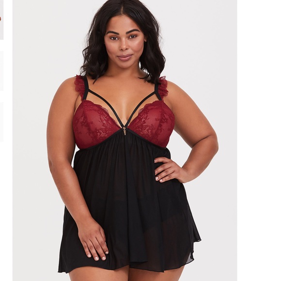 torrid Other - TORRIDBlack & Dark Red Lace Strappy Babydoll NWT❤️
